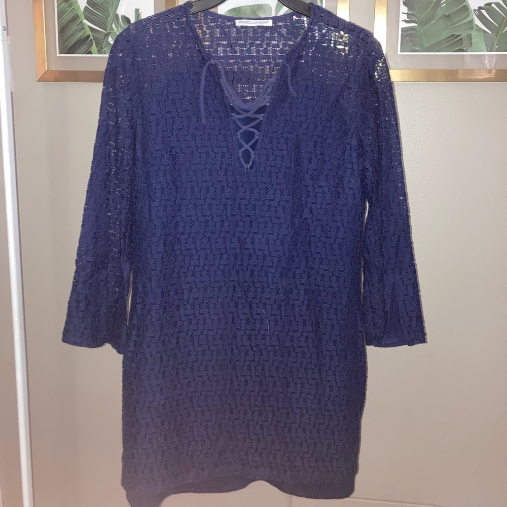 Navy Blue Lace Rebecca Minkoff Mini Dress Size Small
